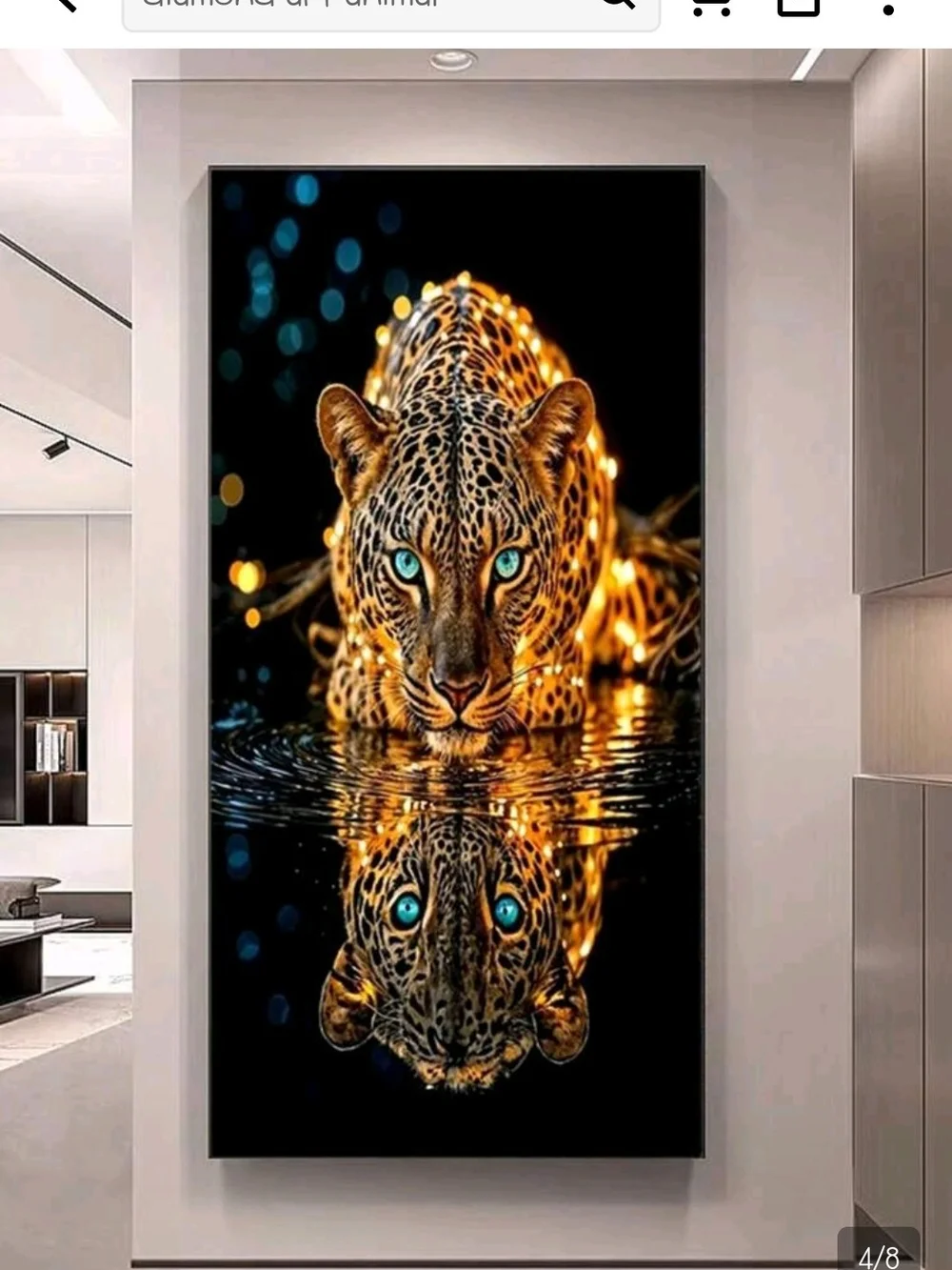 NWOT-5D Diamond Painting Kit, Golden Leopard Drinking Water